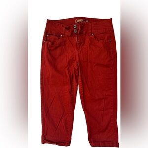 Red  Cargo Capri Pants 98% cotton